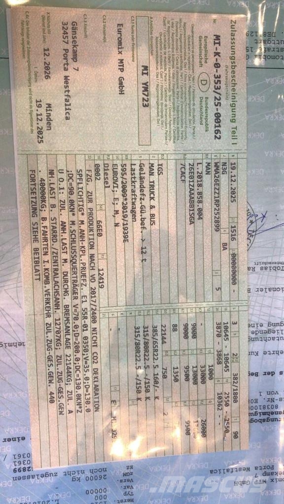 MAN TGS 33.520 TGS 33.520 6x4 BB Euro6e Kamioni-šasije