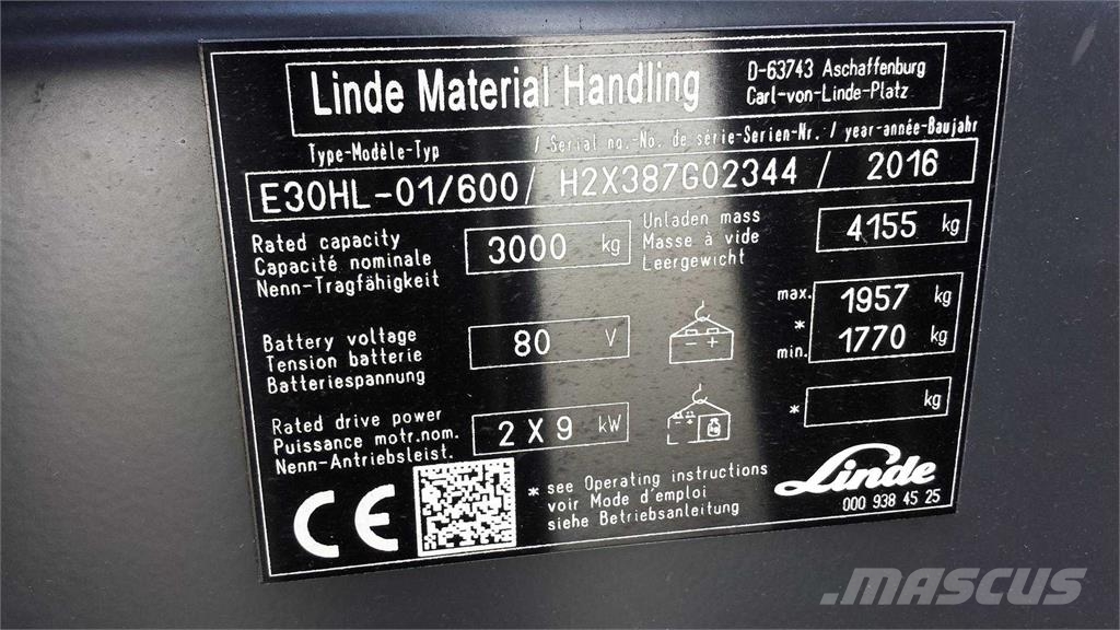 Linde E30/600HL 电动叉车