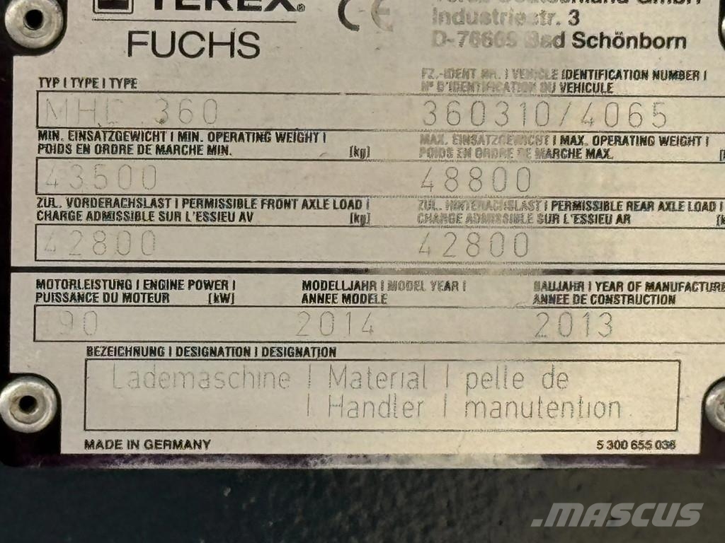 Fuchs MHL 360 REIKWIJDTE 18 METER Hulladékkezelő gépek