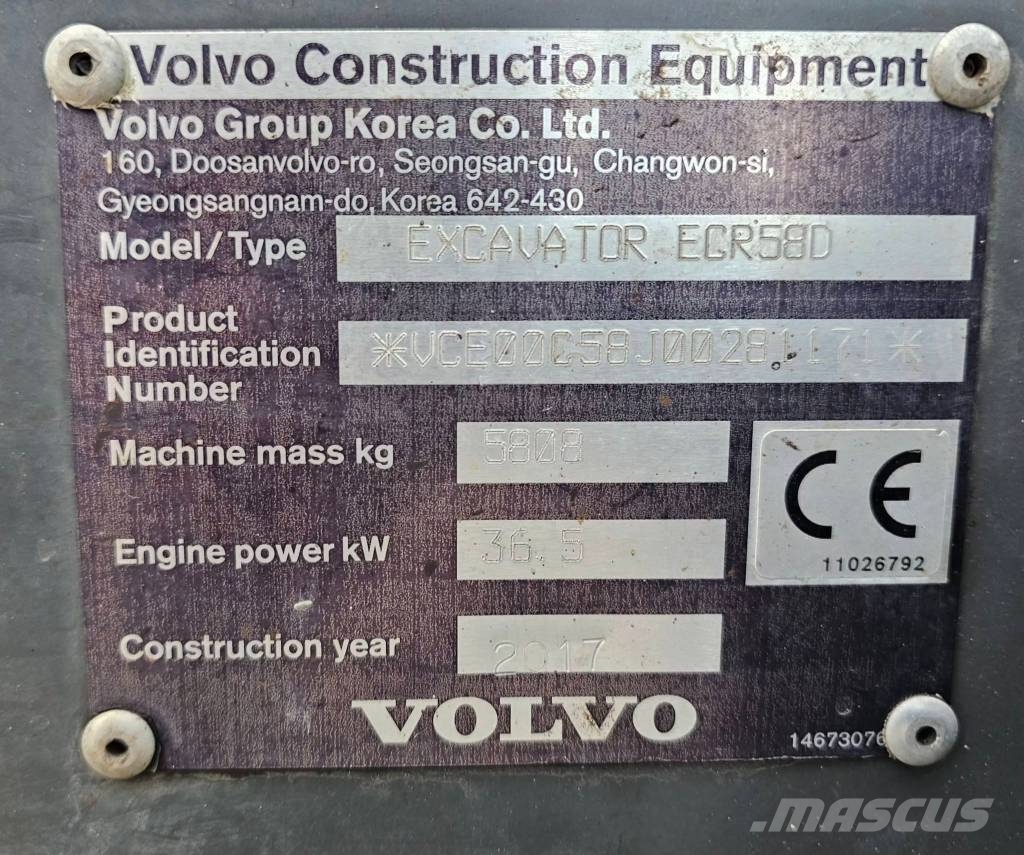 Volvo ECR 58 D Minigravere <7t