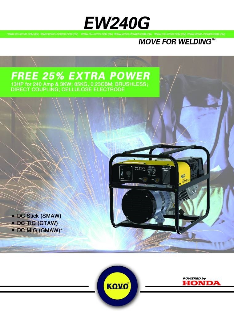 Kohler welding equipment EW240G Welding machines