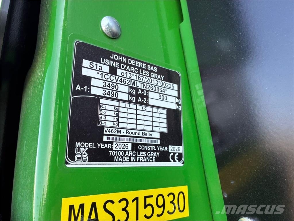 John Deere V462M Ronde-balenpersen