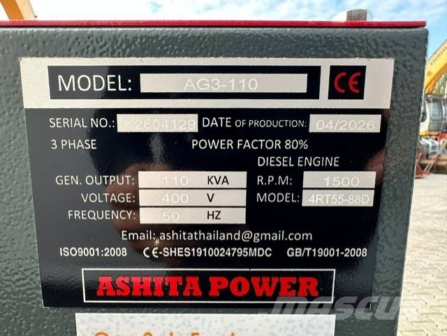 Ashita AG3-110KVA Generator NEW Diesel Generators
