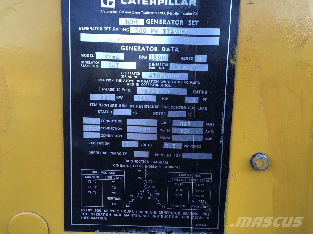 CAT 3406DI GENERATOR 225KVA USED Autres générateurs