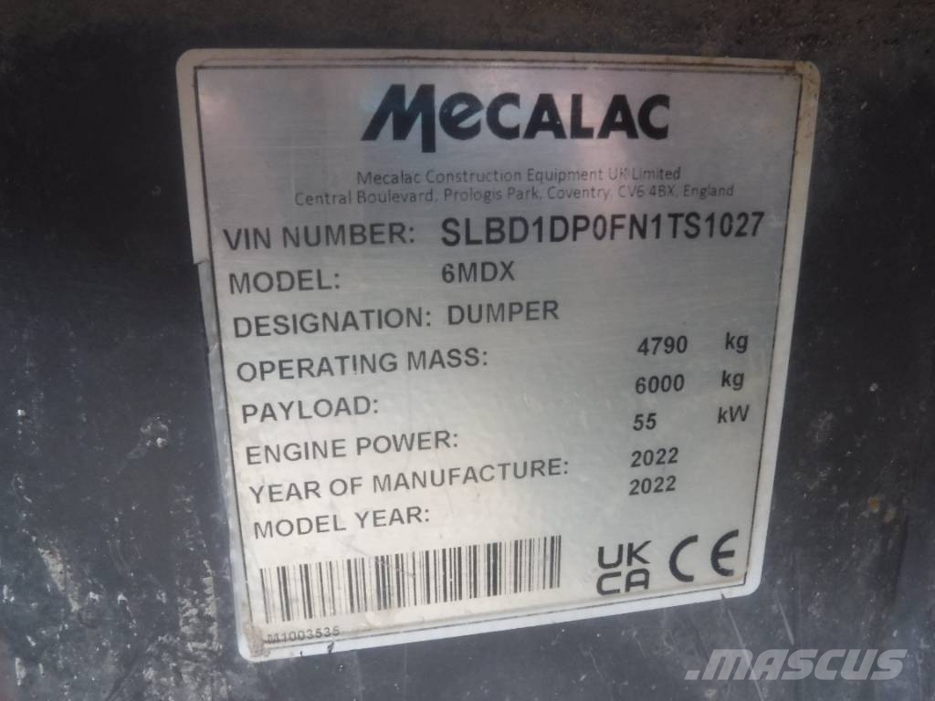 Mecalac 6 MDX Dumpers εργοταξίου