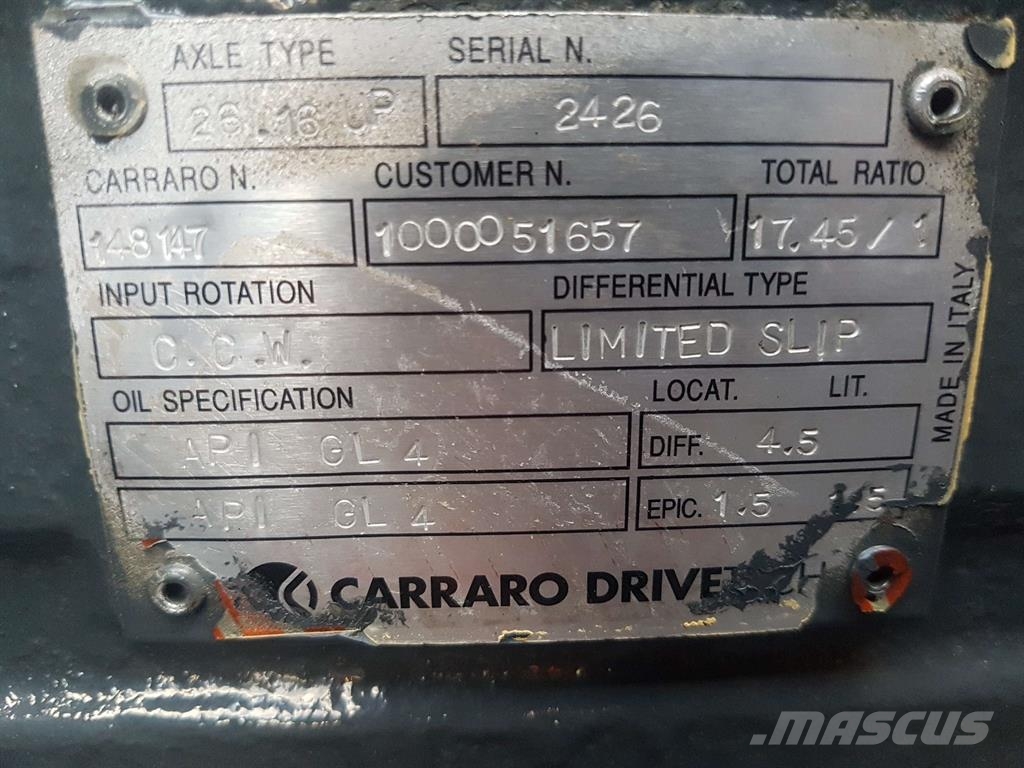 Wacker Neuson 1000051657-Carraro 26.16UP-148147-Axle/Achse/As Sillad