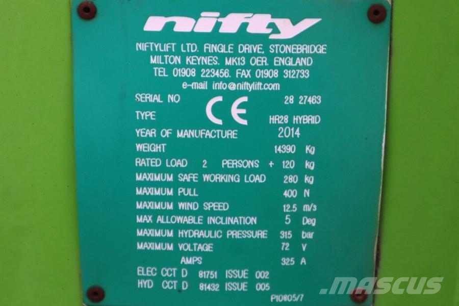 Niftylift HR28 HYBRIDE Hybrid, 4x4 Drive, 28m Working Height Leddede bomlifter
