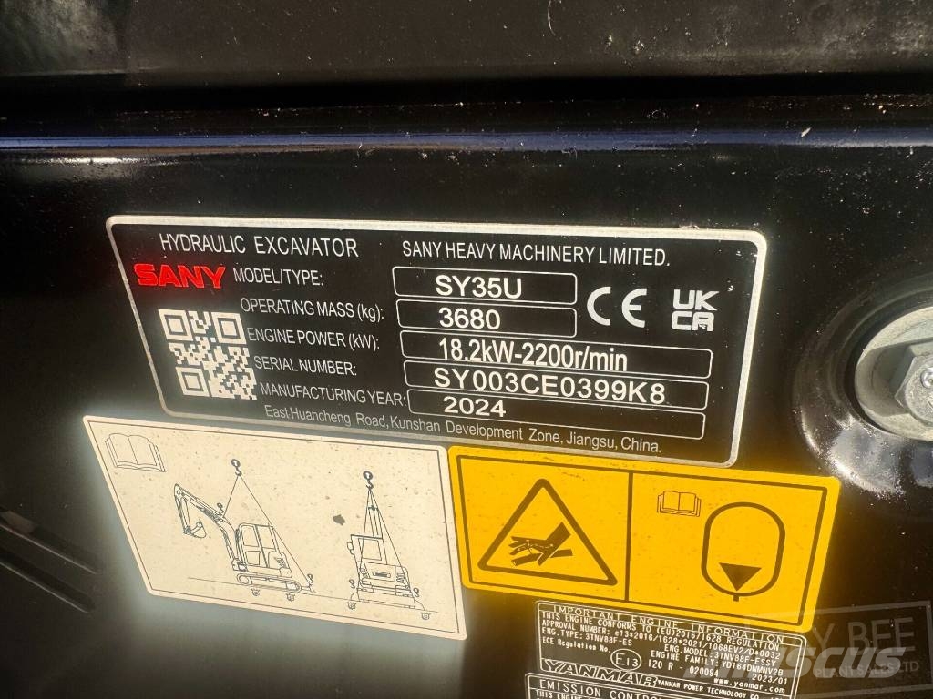 Sany SY 35 U Minigraafmachines < 7t