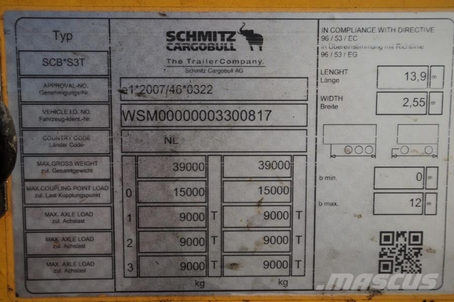Schmitz Cargobull SCB3ST CoC Documents, Dutch Registration, 3-Axle, Schuifzeilopbouw