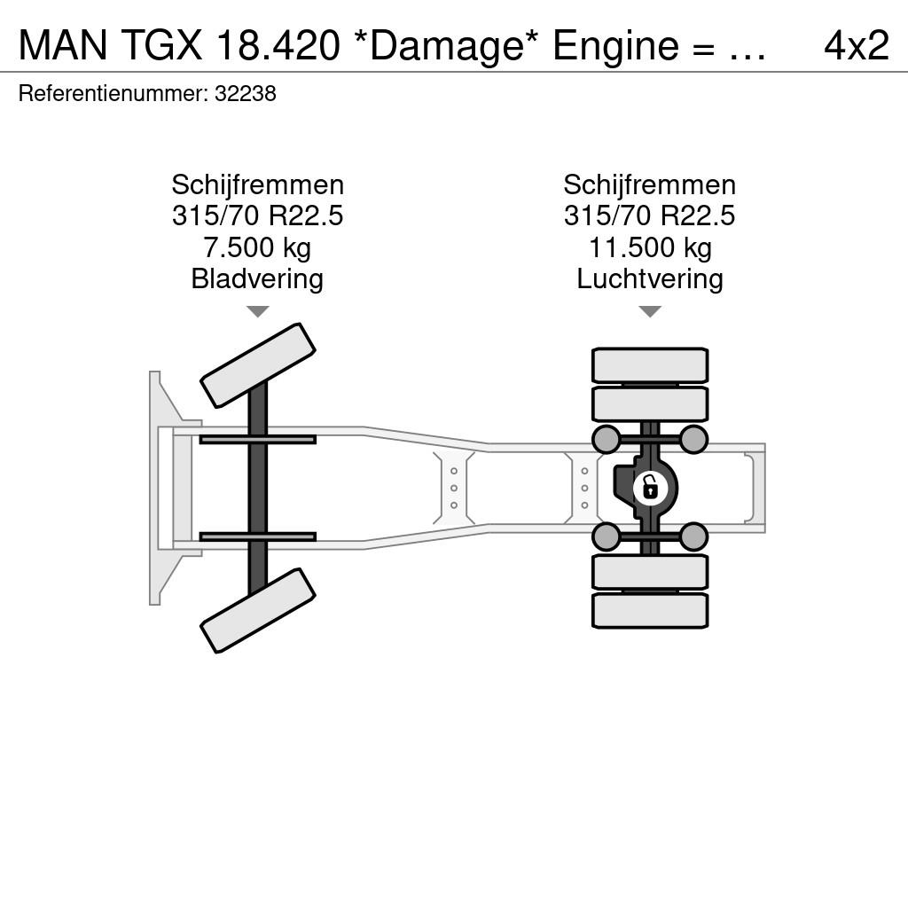 MAN TGX 18.420 *Damage* Engine = Running* 2 Tank Euro Тягачі