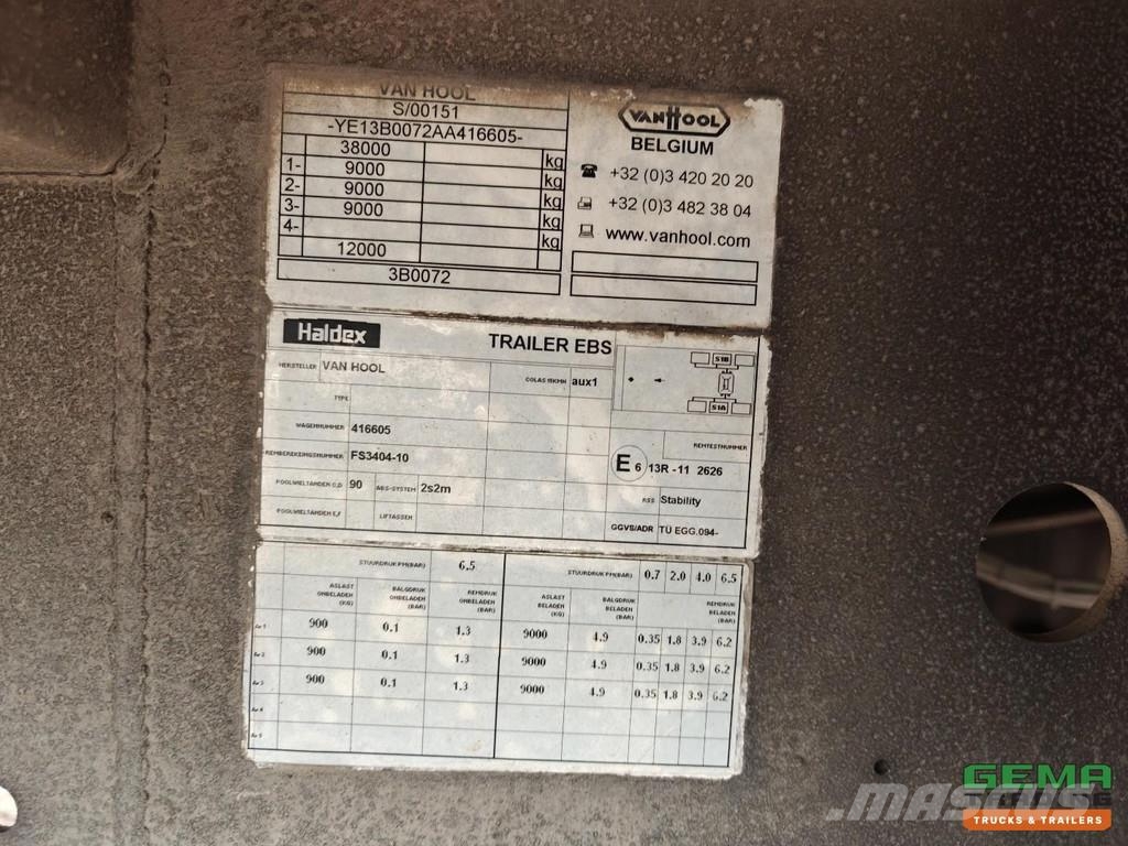 Van Hool 3B0072 Sliding Curtains/Roof + Fold-Under-Folding Semi-remorca speciala