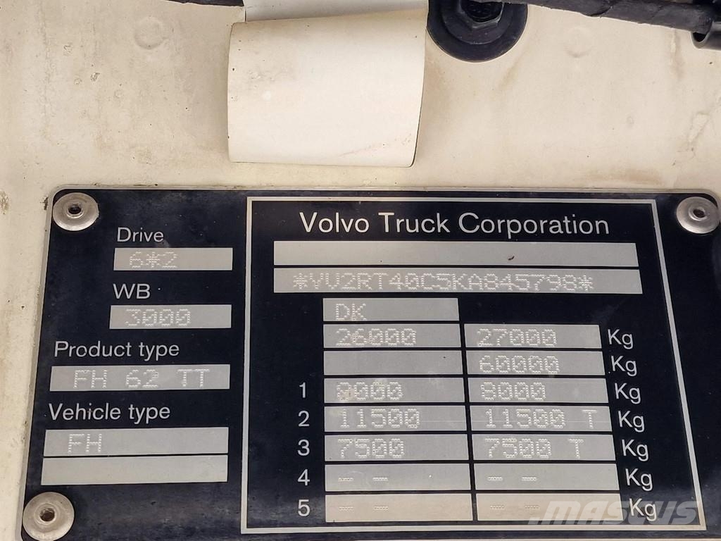 Volvo FH 13.500 Low roof 6x2 - PTO/Hydraulic - 3.00 WB - Vetopöytäautot