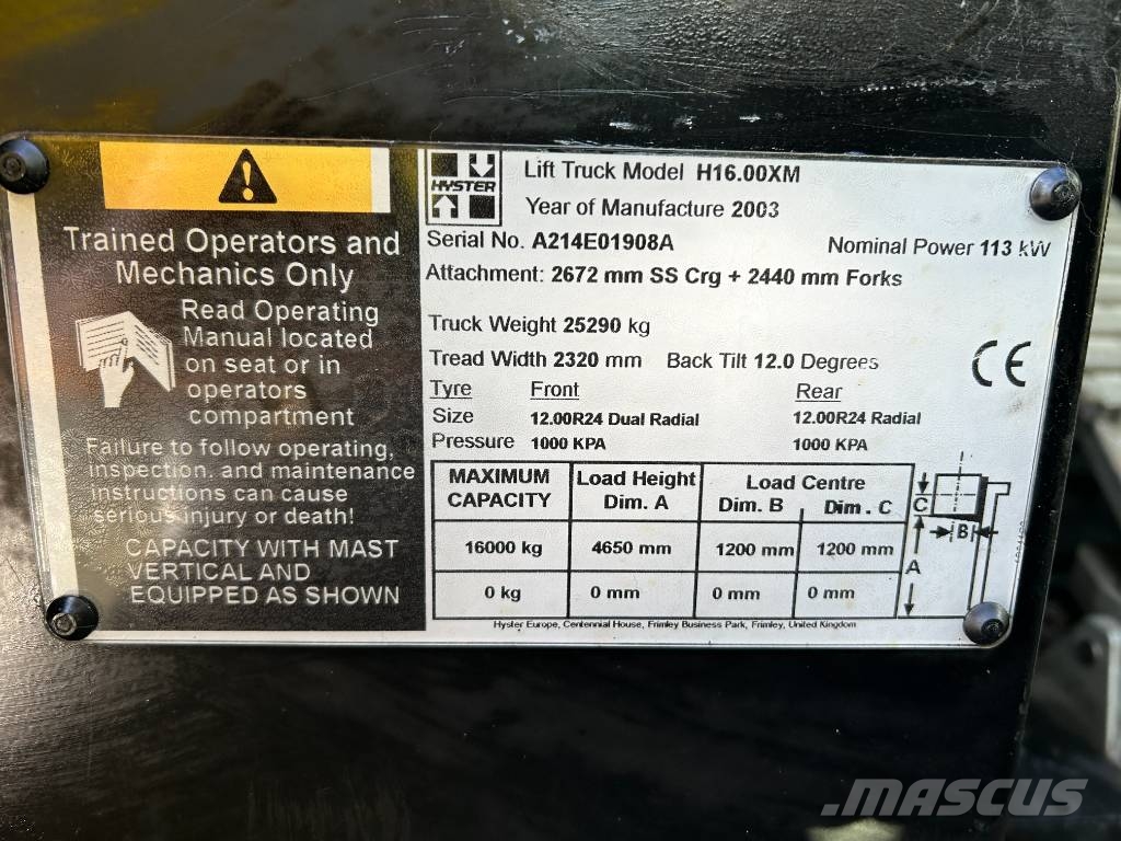 Hyster H 16.00 XM-12 Diesel forklifts