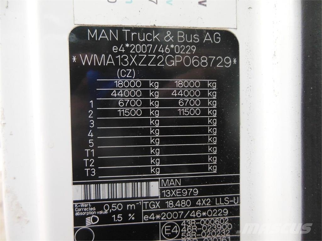 MAN TGX 18.480 LLS-U, LOWDECK Naudoti vilkikai