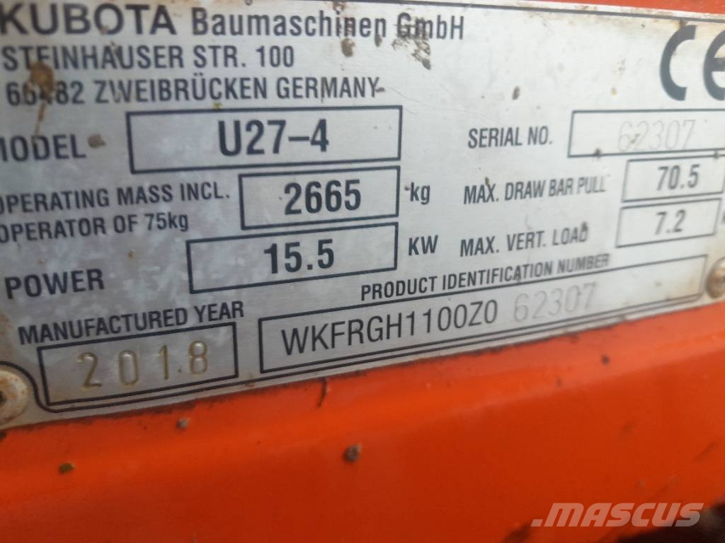 Kubota U 27-4 Minigraafmachines < 7t