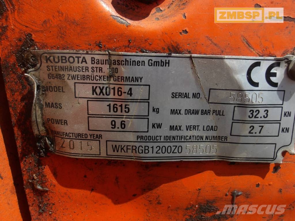 Kubota KX 016-4 حفارات صغيرة أقل من 7 طن (حفارات صغيرة)