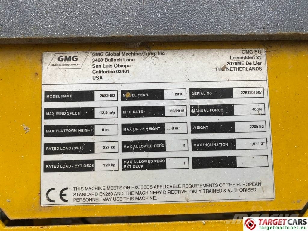 GMG 2632-ED Electric Scissor 2632ED Work Lift 983cm Ollós emelők