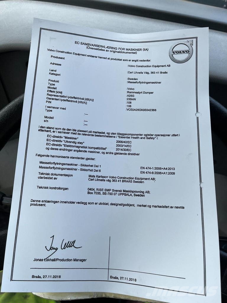 Volvo A25G ساحبات مفصلية