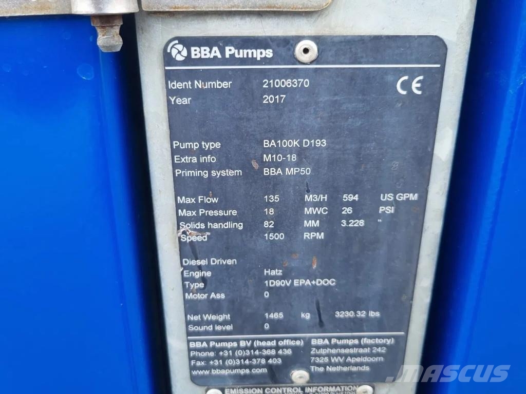BBA BA100K D193 GL ''Drive on'' Waterpompen