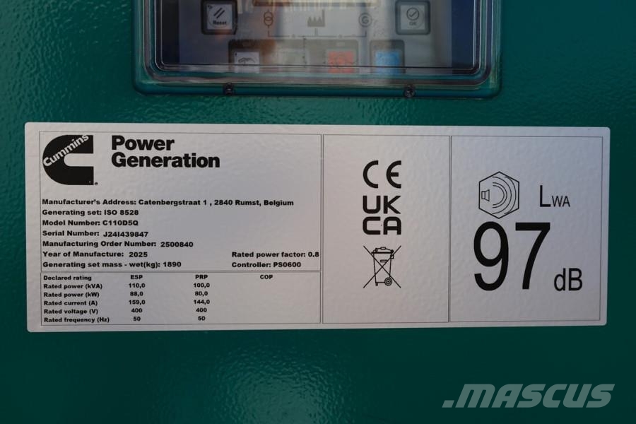 Cummins C110D5Q Declaration of Conformity, Diesel, 110kVA, ディーゼル発電機