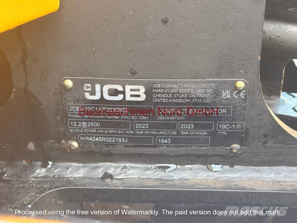 JCB 19C-1 gebraucht BJ 2023 1.680h Miniexcavadoras