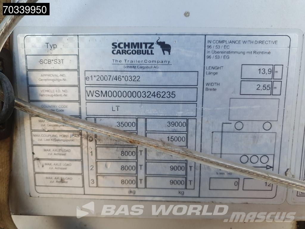 Schmitz Cargobull SCB*S3T 3 axles Sliding Roof Semirremolques con caja de lona