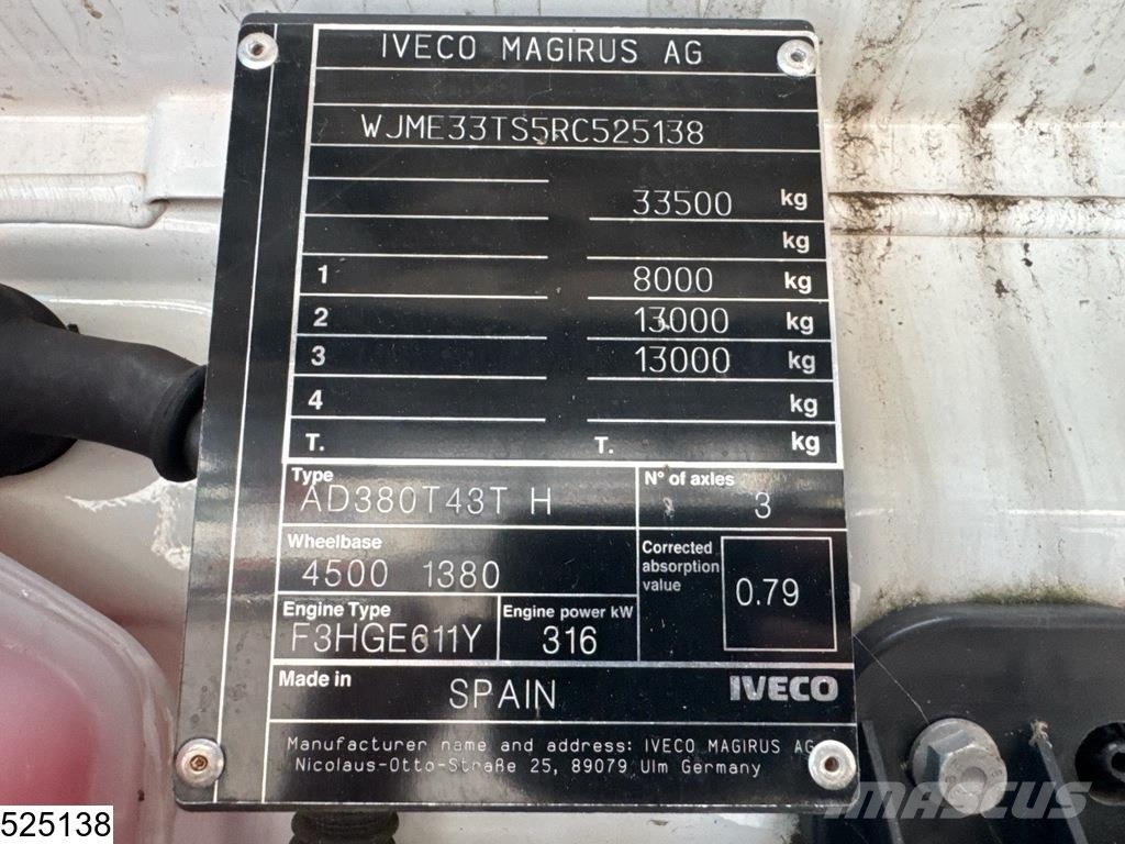 Iveco T-Way 430 6x4, EURO 3, Steel suspension, Hub reduc Chassis met cabine