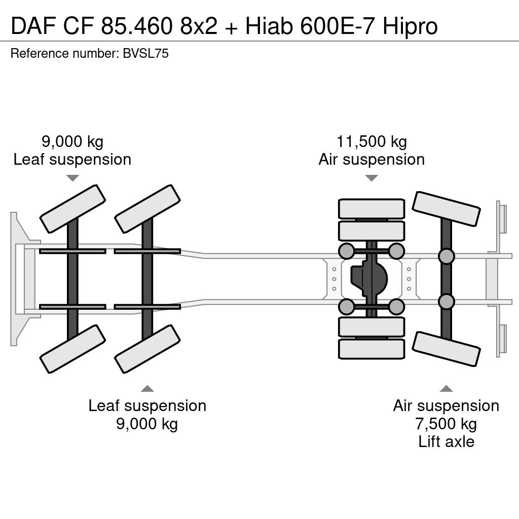 DAF CF 85.460 8x2 + Hiab 600E-7 Hipro رافعات صالحة لكل أنواع الطرق