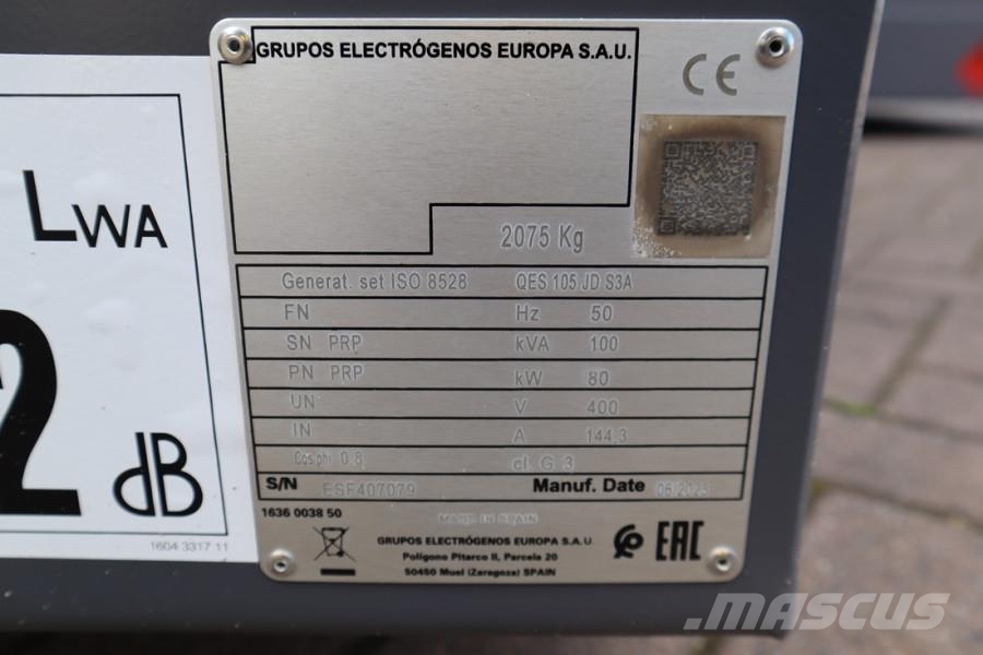 Atlas Copco QES 105 JD S3A ESF Valid inspection, Diesel, 105 k Générateurs diesel