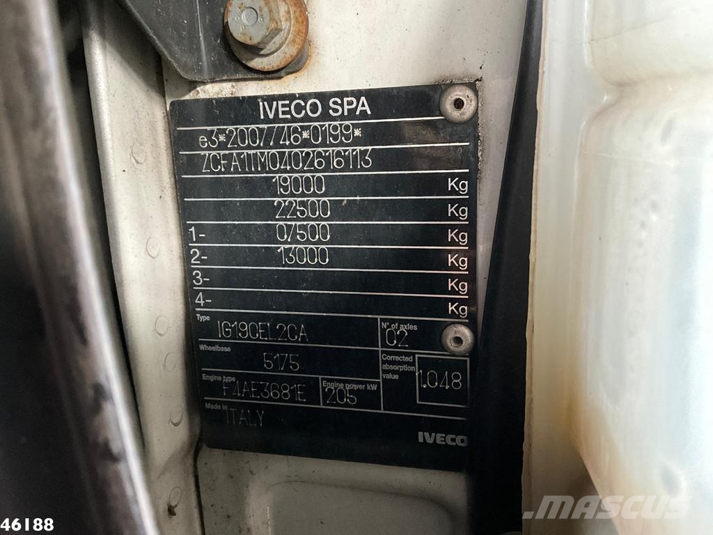 Iveco Eurocargo ML19EL28 Hiab 8 Tonmeter laadkraan Vrachtwagen met containersysteem