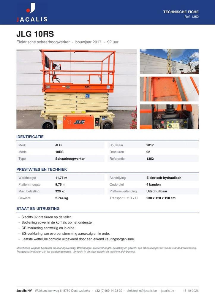 JLG 10 RS Elevadores de tesoura