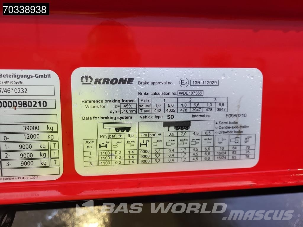 Krone SD Lift Axle MOT 08/27 Semi-reboques com cortinas laterais