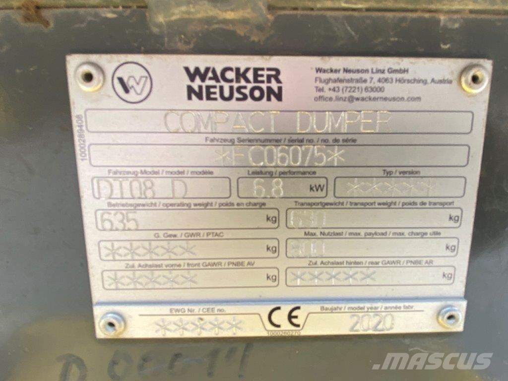 Wacker Neuson DT08 Selbstlader Dumper *Motorprobleme* Mini rýpadlá < 7t