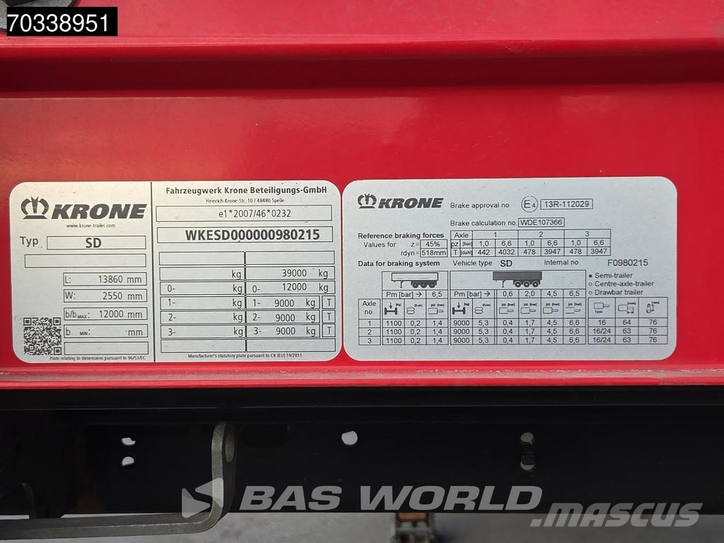 Krone SD Liftachse Lift+Hubdach Semi remorque à rideaux coulissants (PLSC)