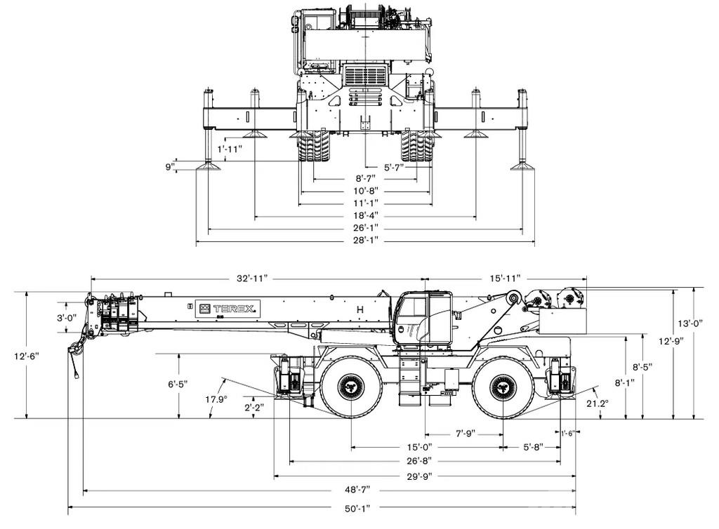 Terex RT110 QUADSTAR ROUGH TERRAIN CRANE + JIB + 2x LIER Gru per terreni difficili