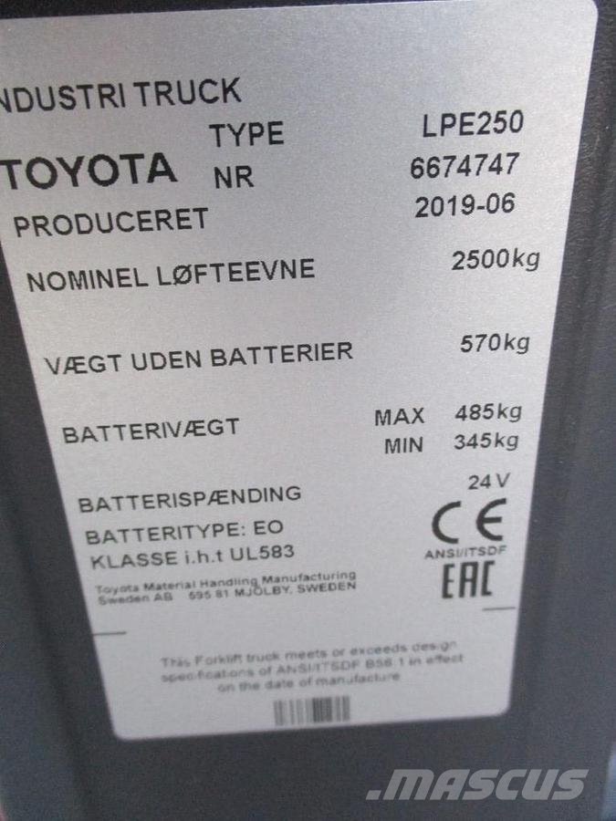 Toyota LPE250 Lavansiirtotrukit ajotasolla