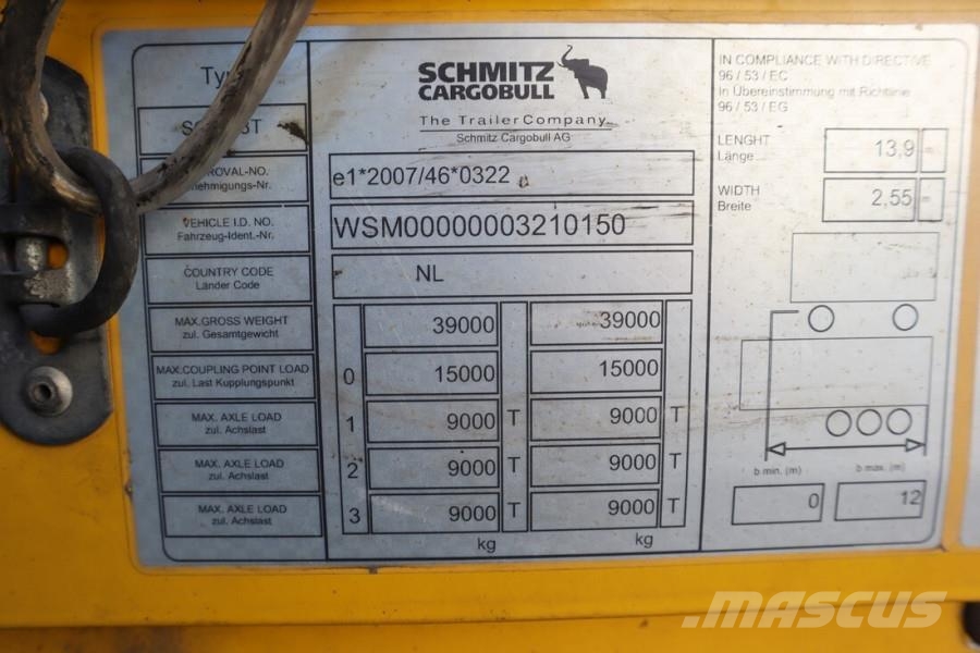 Schmitz Cargobull SCB3ST CoC Documents, Dutch Registration, 3-Axle, Schuifzeilopbouw