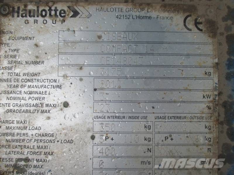 Haulotte Compact 14 Scissor lifts