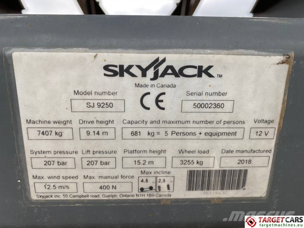 SkyJack SJ9250 RT Diesel Scissor Work Lift 1720cm Scissor lifts