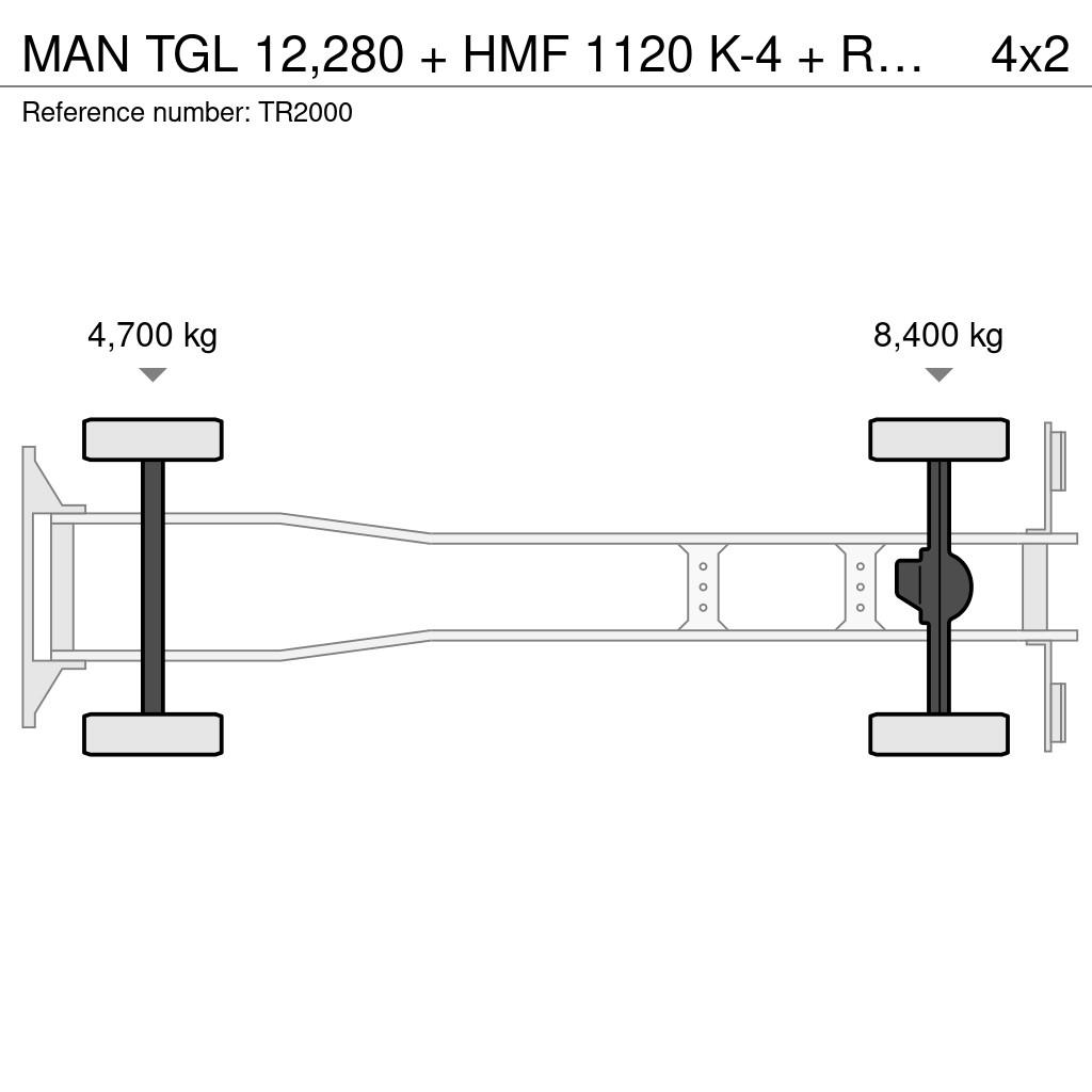 MAN TGL 12,280 + HMF 1120 K-4 + REMOTE + EURO 6 + 4089 Kranen voor alle terreinen