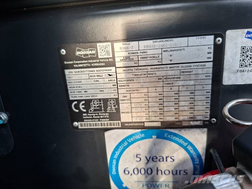 Doosan B16X-7 Sähkötrukki Elektriske trucker