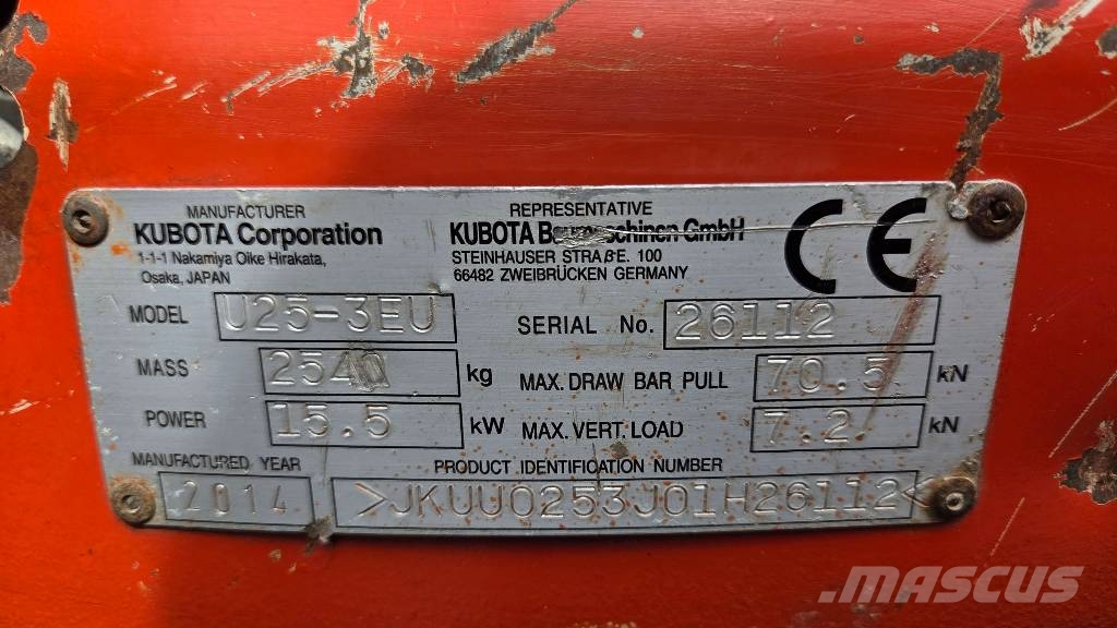 Kubota U 25-3 Mini bagri <7t