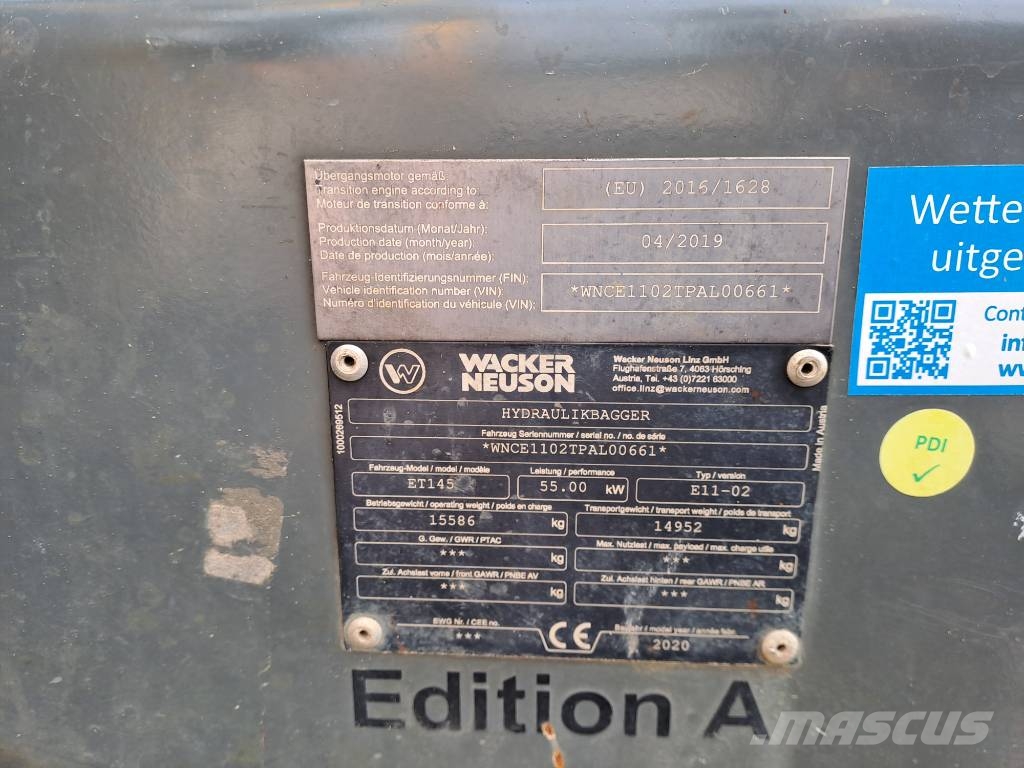Wacker Neuson ET145 Kāpurķēžu ekskavatori
