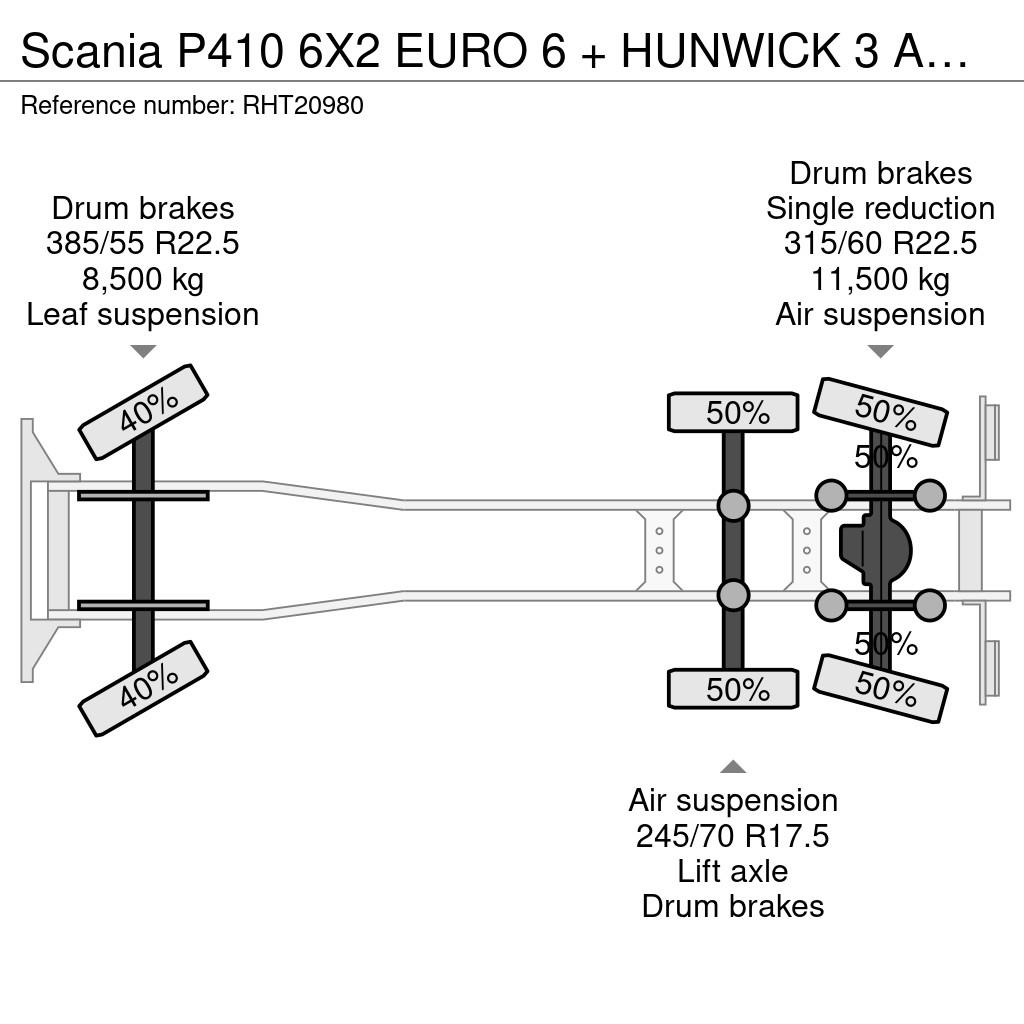 Scania P410 6X2 EURO 6 + HUNWICK 3 AXLE HANGER Autonkuljetusautot