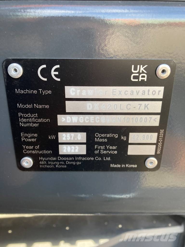 Doosan DX420LC-7K Roomikekskavaatorid