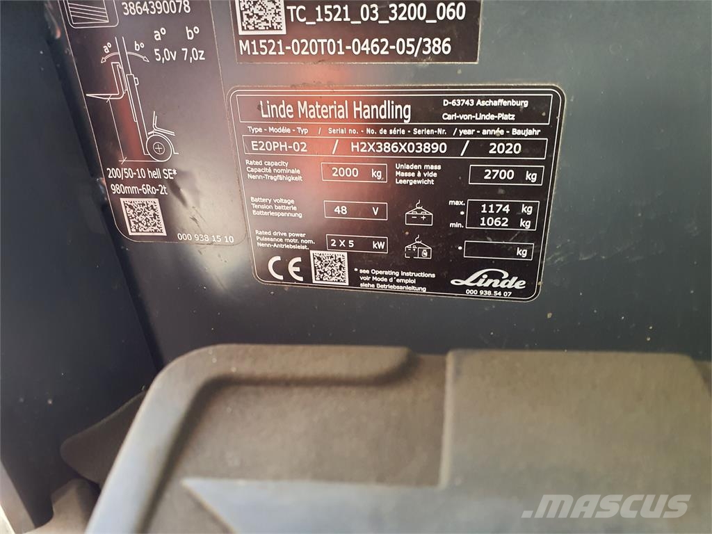 Linde E20PH Electric forklifts