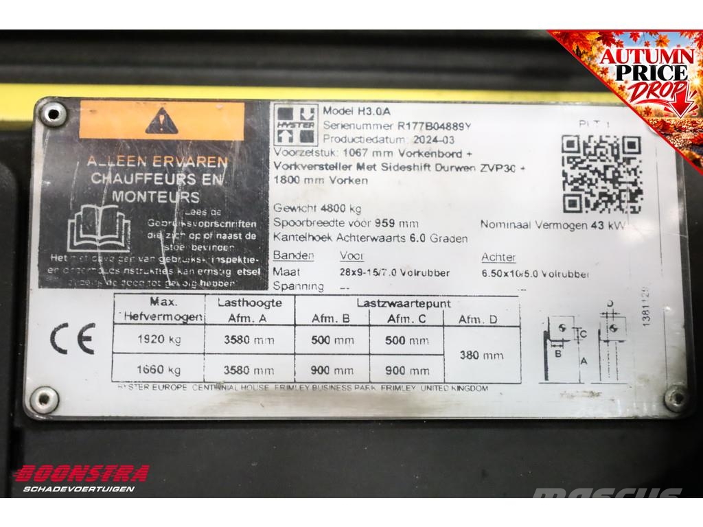 Hyster H3.0A BY 2023 4015 Uur Camiones diesel
