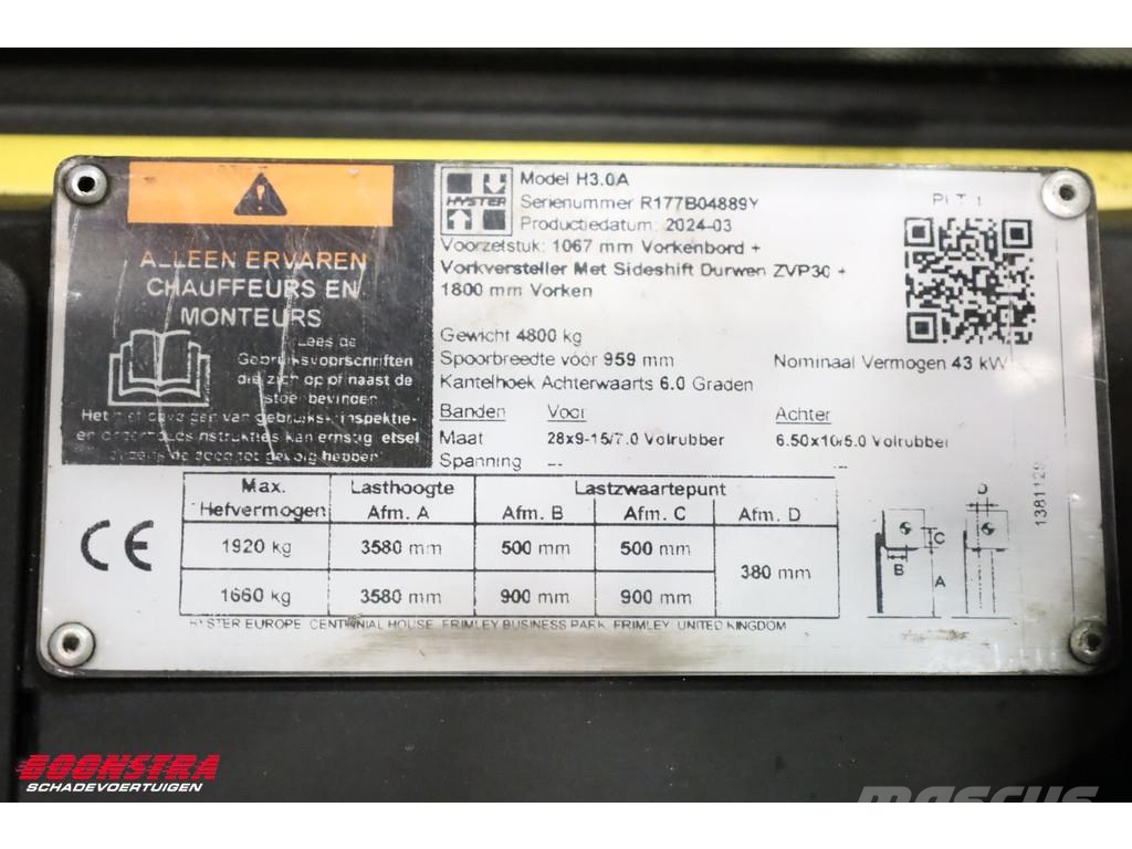 Hyster H3.0A BY 2023 4015 Uur Dīzeļa autoiekrāvēji