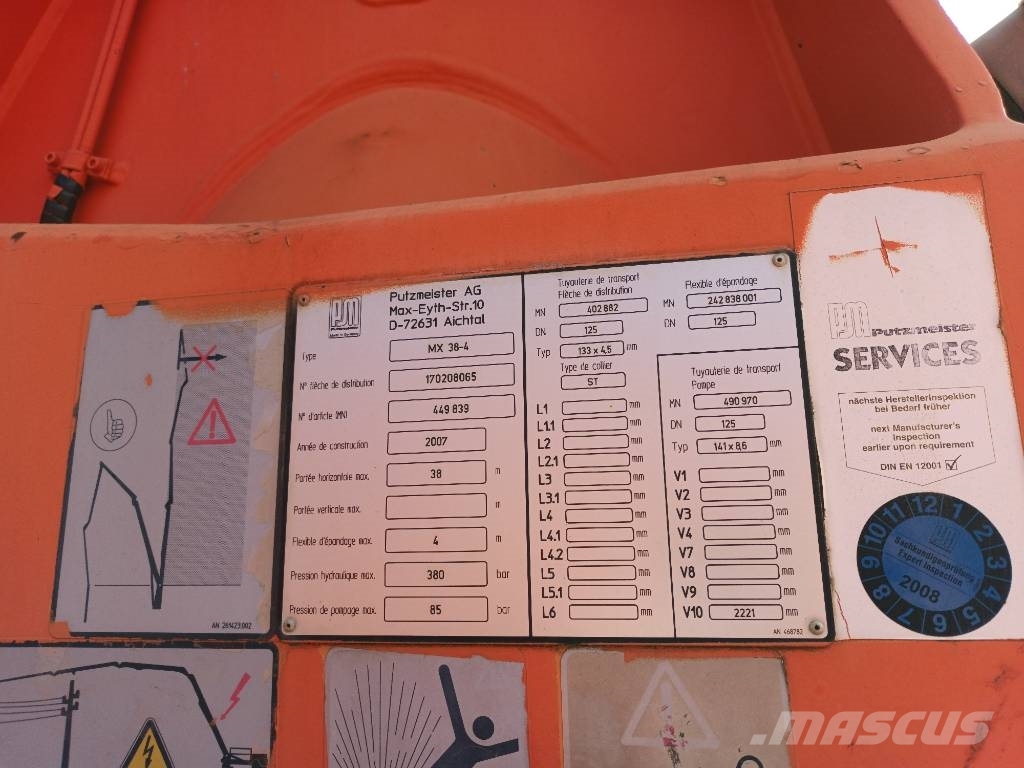 Putzmeister MX 38-4 Betona sadales izlices