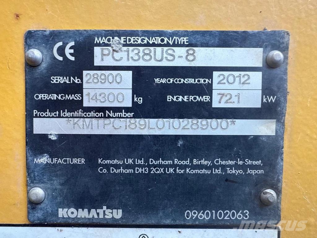 Komatsu PC138US-8 Εκσκαφείς με ερπύστριες
